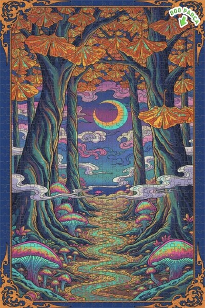 Teona Ahşap لغز خشبي من الغابة الغامضة بإضاءة القمر، لغز خشبي بإطار مزدوج الط...