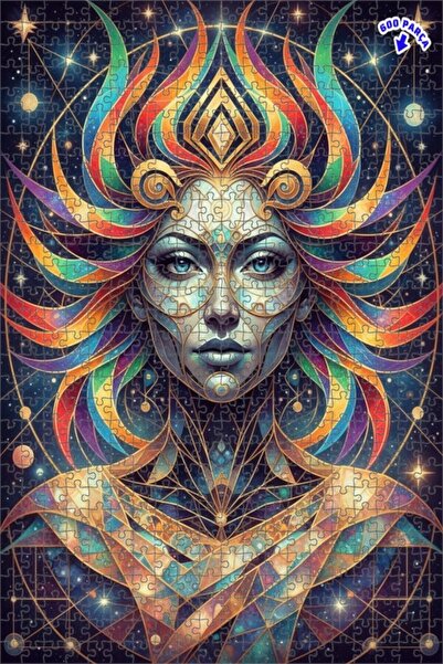 Teona Ahşap لغز خشبي ملون بإطار مزدوج الطبقات بمظهر نسائي كوني 600 قطعة 50×35