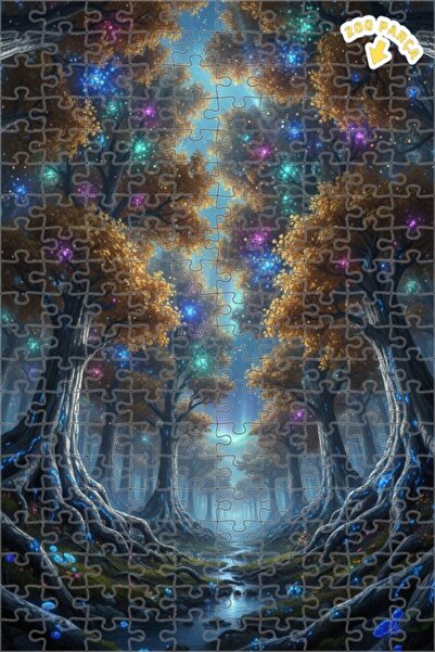 Teona Ahşap لغز خشبي مؤطر بطبقتين من الغابة السحرية والأشجار المضيئة 200 قطعة...