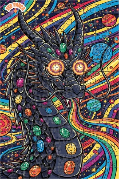 Teona Ahşap لغز خشبي بإطار مزدوج الطبقات بمظهر التنين قوس قزح 150 قطعة 20×30