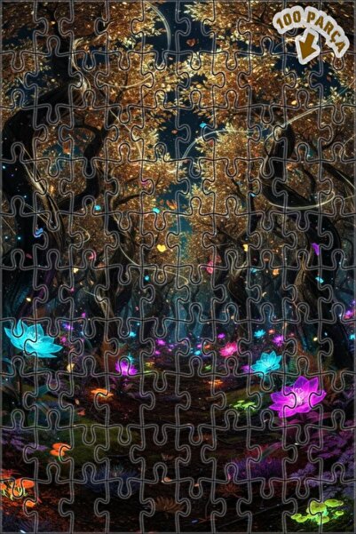 Teona Ahşap لغز خشبي مؤطر بطبقتين بمظهر ألوان مائية لزهور الغابة السحرية 100 ...