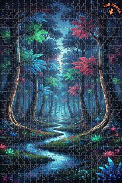 Teona Ahşap لغز خشبي مؤطر بطبقتين بمظهر الألوان المائية لجبل الغابة السحرية 4...