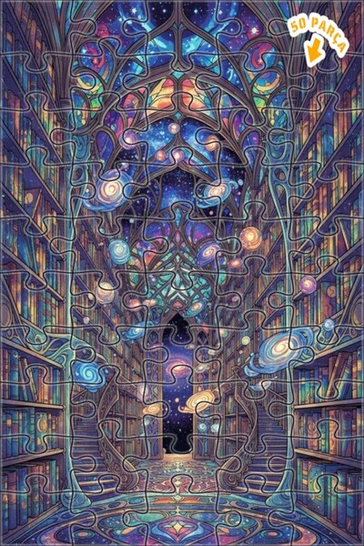 Teona Ahşap لغز فني بمظهر لوحة زيتية للمكتبة الفلكية 50 قطعة 15×25