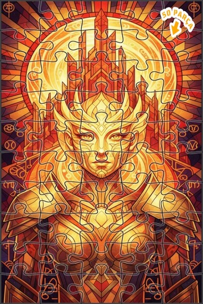 Teona Ahşap لغز خشبي بإطار مزدوج الطبقات من الزجاج الملون لآلهة الشمس المدرعة...