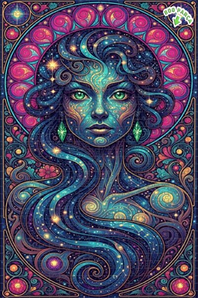 Teona Ahşap لوحة زيتية لصورة امرأة فلكية بمظهر خشبي مؤطر بطبقتين 800 قطعة 70×50