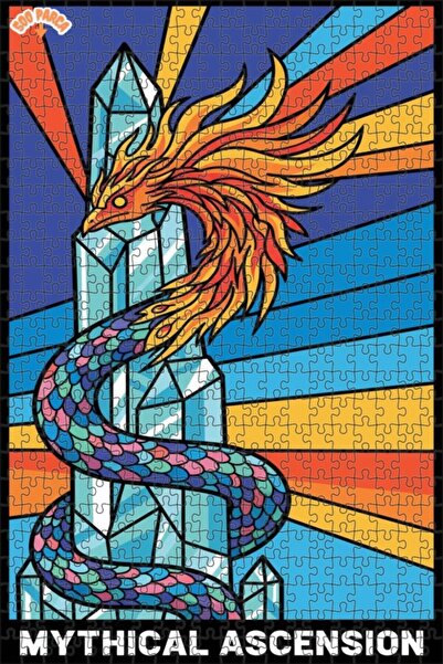 Teona Ahşap لغز خشبي بإطار ذو طابقين بمظهر زجاجي ملون ساحر 500 قطعة 50x30