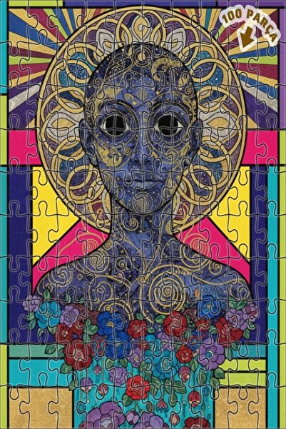 Teona Ahşap لغز خشبي مؤطر بطبقتين بنمط تجريدي على شكل نجمة 100 قطعة 25x25