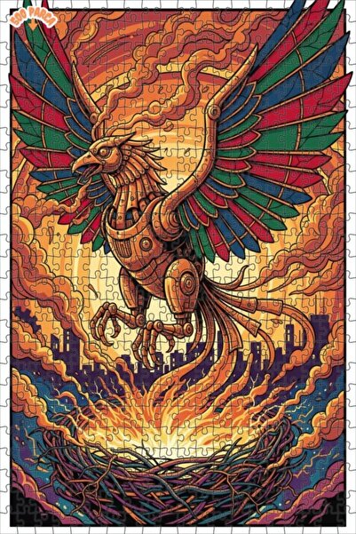 Teona Ahşap Mechanical Phoenix Double Layer Framed Wooden Puzzle 500 Pieces 5...