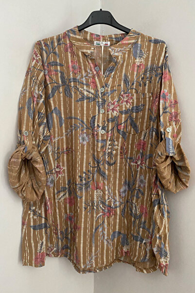 AYASOFYA OTANTIK Women's Italian Cappuccino Three-Button Placket Collar Strip...