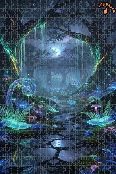 Teona Ahşap لغز خشبي بإطار مزدوج الطبقات بمظهر لوحة زيتية ساحرة للغابة 400 قط...