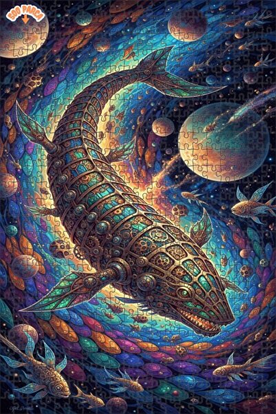 Teona Ahşap Space Whale Mechanical Art Double Layer Framed Wooden Puzzle 500 ...