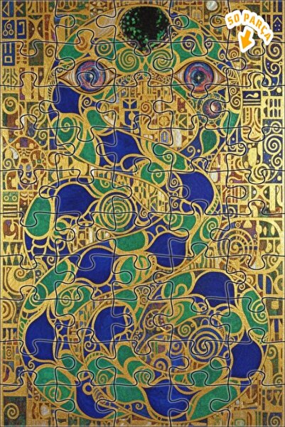 Teona Ahşap لوحة زيتية بنمط الثعبان الذهبي على طراز غوستاف كليمت، لوحة خشبية ...