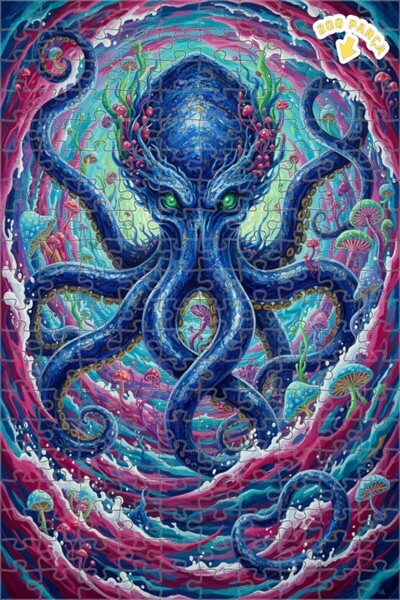 Teona Ahşap لغز خشبي مؤطر ذو طبقتين بتصميم وحش البحر السحري، 200 قطعة، مقاس 2...