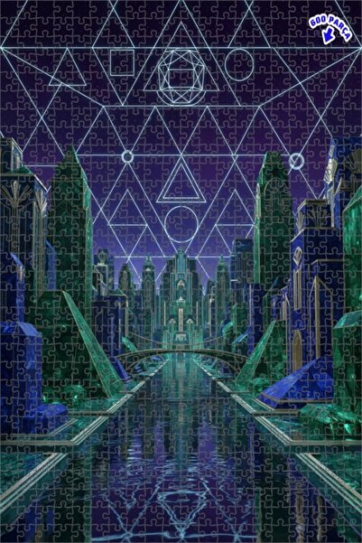 Teona Ahşap لغز خشبي مؤطر بطبقتين من مدينة الكريستال الغامضة 600 قطعة 50x35