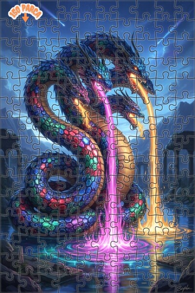 Teona Ahşap لغز خشبي رائع بإطار مزدوج الطبقات بمظهر لوحة زيتية فنية للتنين 15...