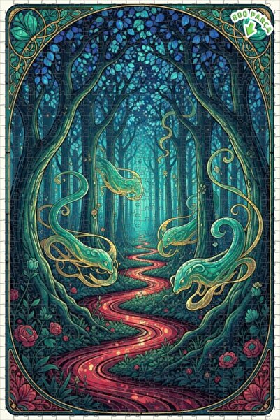 Teona Ahşap لغز خشبي مؤطر بطبقتين من روحي الغابة الغامضة 800 قطعة 70×50