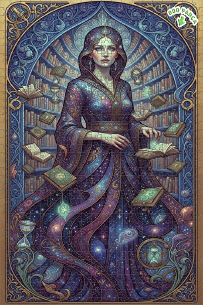 Teona Ahşap لغز خشبي مؤطر بمظهر لوحة زيتية لامرأة حكيمة غامضة 800 قطعة 70×50