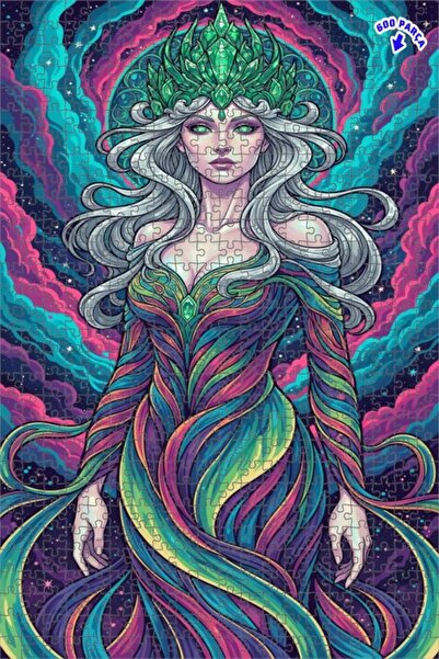 Teona Ahşap لغز خشبي مؤطر بطبقتين من الفن الخطوي الملون لملكة الفضاء 600 قطعة...