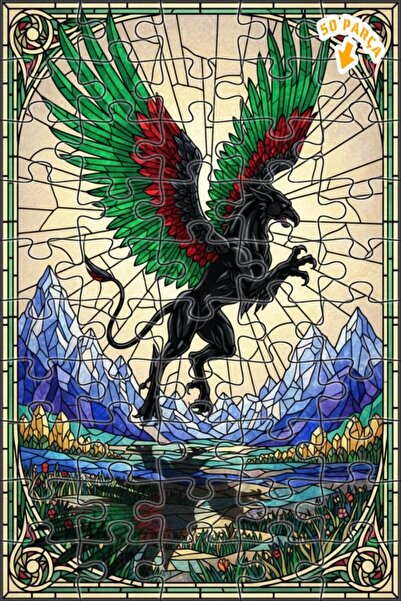 Teona Ahşap لغز خشبي بإطار مزدوج الطبقات من نوع زمرد كانافتلي بلاك غريفين 50 ...