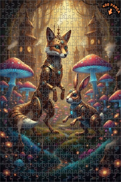 Teona Ahşap لغز خشبي ميكانيكي بالبخار على شكل ثعلب الغابة والأرنب، طابقين مع ...