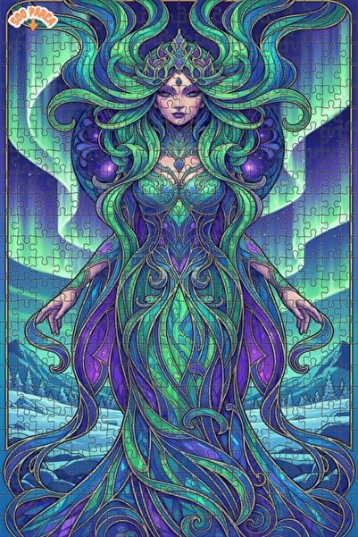 Teona Ahşap لغز خشبي بإطار مزدوج الطبقات بمظهر لوحة زيتية لضوء الشفق الشمالي ...