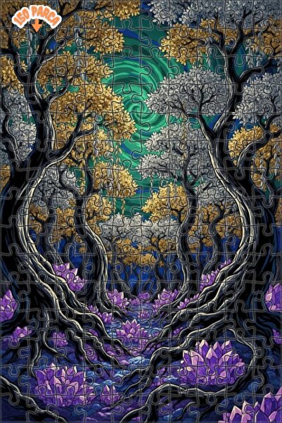 Teona Ahşap لغز خشبي مؤطر بطبقتين من الغابة الكريستالية السحرية 150 قطعة 20x30