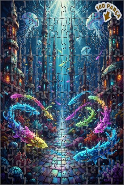 Teona Ahşap لغز قلعة تحت البحر الرائعة 100 قطعة 25×25