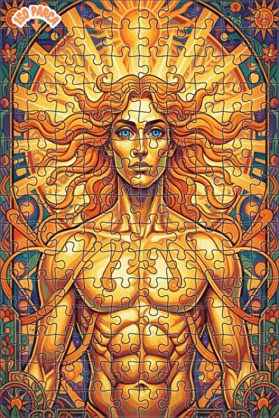 Teona Ahşap لوحة فنية خشبية مؤطرة بطبقتين بمظهر لوحة زيتية لآلهة الشمس الذهبي...