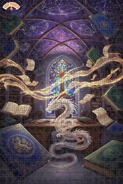 Teona Ahşap لغز خشبي مؤطر بطبقتين لمكتبة التنين الغامضة 500 قطعة 50×30