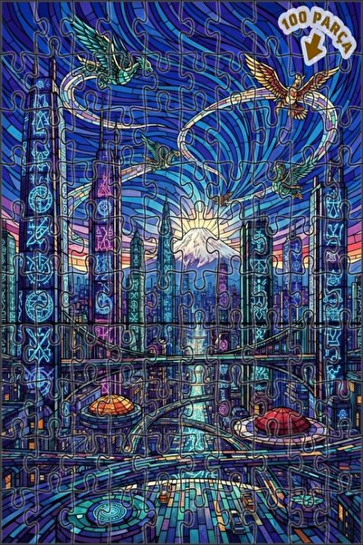 Teona Ahşap لوحة زيتية لحيوانات المدينة المستقبلية ذات الأجنحة، لغز خشبي بإطا...