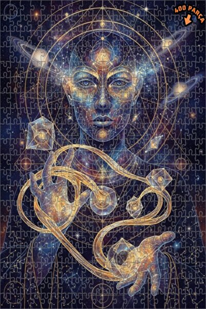 Teona Ahşap لوحة فنية تصور الحكمة الكونية بمظهر لوحة زيتية، لغز خشبي بإطار مز...