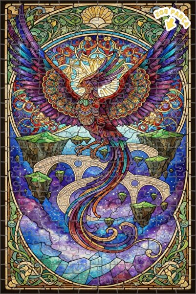 Teona Ahşap لغز خشبي بإطار مزدوج الطبقات من فن الزجاج الملون على شكل طائر الف...