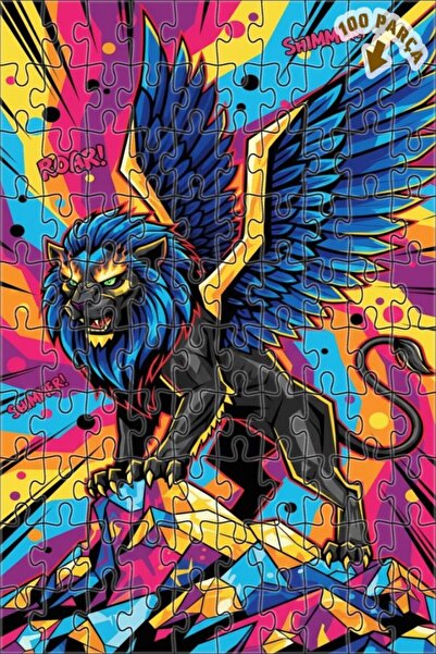 Teona Ahşap لغز خشبي مؤطر بطبقتين من ميستيك وينج لايون، 100 قطعة، 25×25