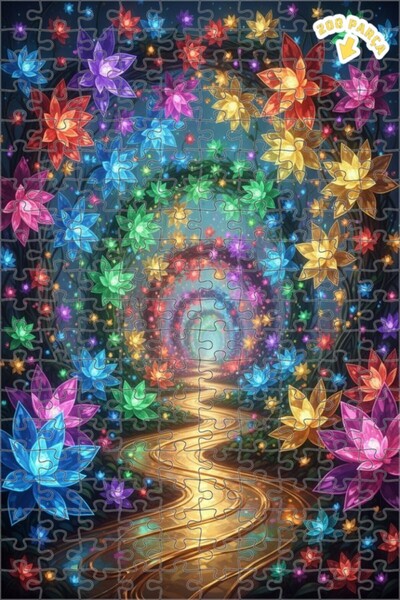 Teona Ahşap لغز خشبي مؤطر بطبقتين بمظهر نفق الزهور السحرية وتأثيرات الألوان ا...