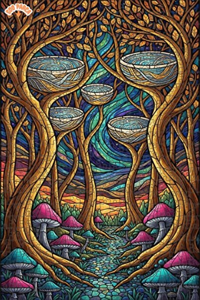 Teona Ahşap لغز خشبي مؤطر بطبقتين بمظهر فسيفساء زجاجي لرحلة الغابة الغامضة 50...