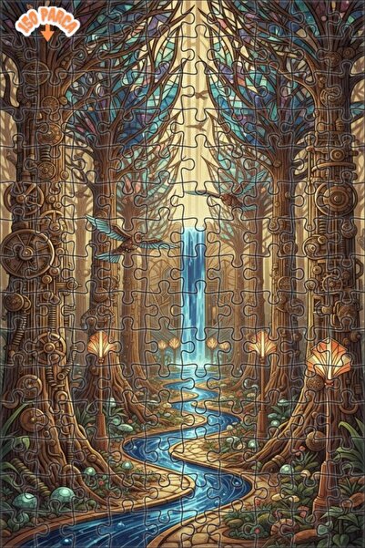 Teona Ahşap لغز خشبي مؤطر بطبقتين لشلال الغابة الغامضة 150 قطعة 20×30