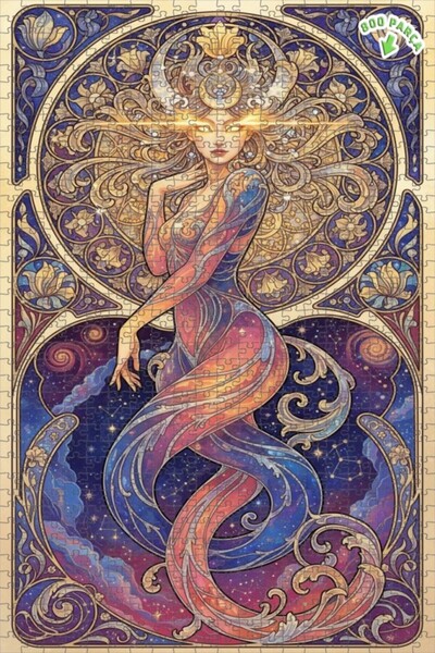 Teona Ahşap لوحة فنية للمرأة الفنانة بحلمات كونية، لوحة زيتية بإطار خشبي مزدو...