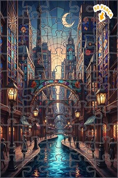 Teona Ahşap لغز خشبي مزدوج الطبقات بإطار من الزجاج الملون على شكل قناة باريس ...