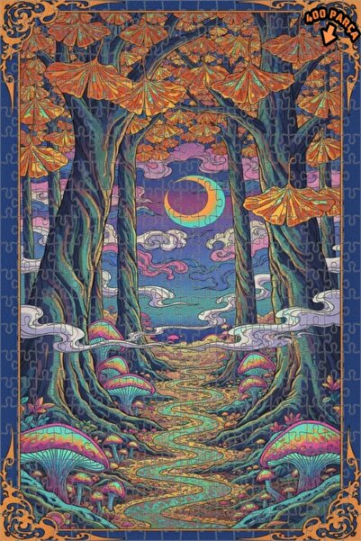 Teona Ahşap لغز خشبي من الغابة الغامضة بإضاءة القمر، لغز خشبي بإطار مزدوج الط...