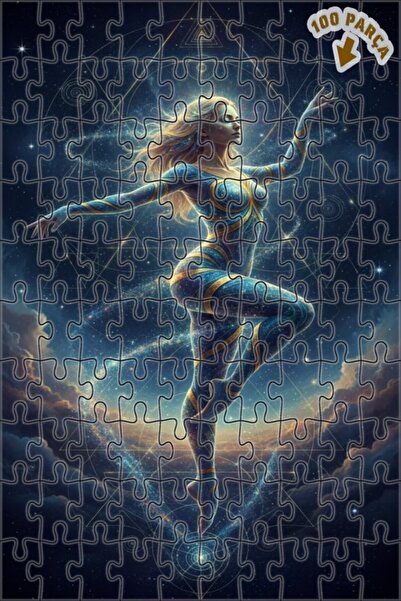 Teona Ahşap لغز خشبي بإطار مزدوج الطبقات بمظهر راقص فضائي 100 قطعة 25×25