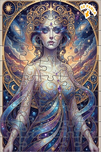 Teona Ahşap لغز فني بمظهر لوحة زيتية لإلهة المجرة 50 قطعة 15×25