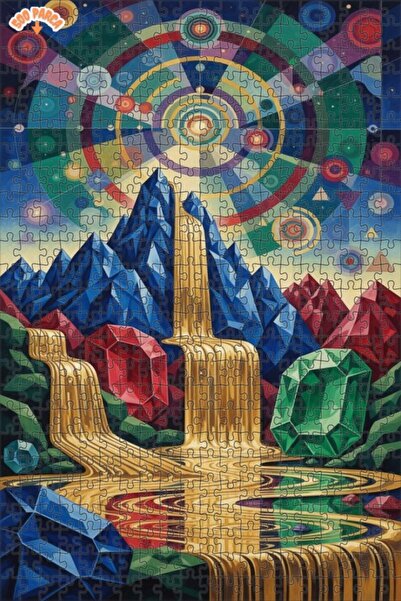 Teona Ahşap لغز خشبي مؤطر بطبقتين بمظهر لوحة زيتية لشلال كريستالي غامض 500 قط...