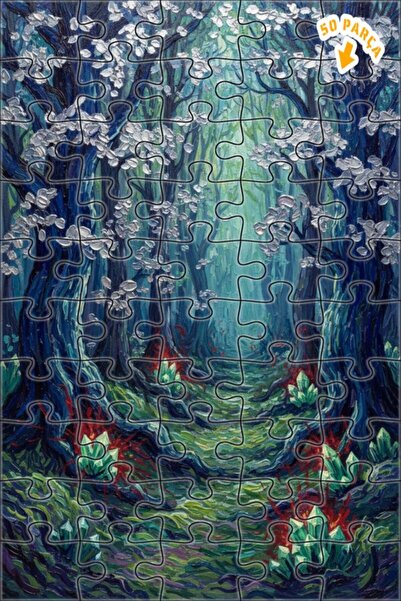 Teona Ahşap لغز خشبي مؤطر بطبقتين بمظهر لوحة زيتية لمسار الكريستال الغابة الغ...