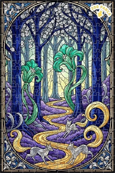 Teona Ahşap لغز خشبي فني من الزجاج الملون على شكل ثعالب الغابة السحرية 200 قط...