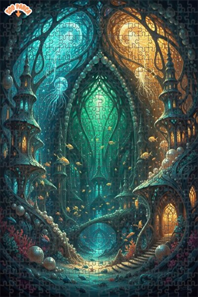 Teona Ahşap لغز خشبي بمظهر لوحة زيتية لملكة تحت البحرية الخيالية، 500 قطعة، 5...