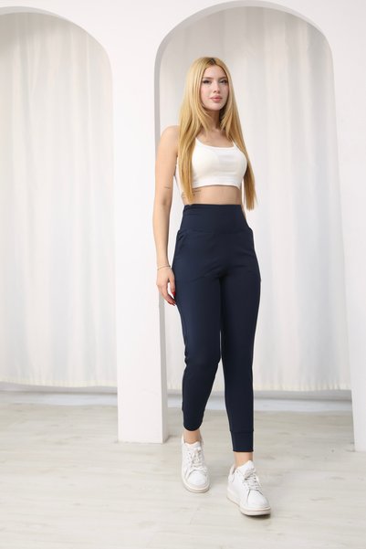 Sporza Women's Navy Blue High Waist Jogger Sweatpants