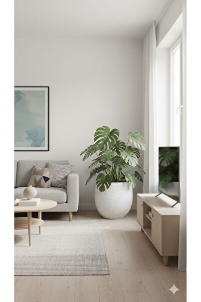 ALORA EL YAPIMI SERAMİK DEKORATİF DOKULU İSKANDİNAV TARZI SAKSI YÜKSEKLİK 45C...