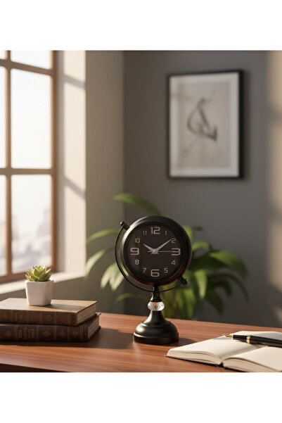 Butik Saat Elmas Modeli Siyah Metal Masa Saati | 31 x 18 xm |