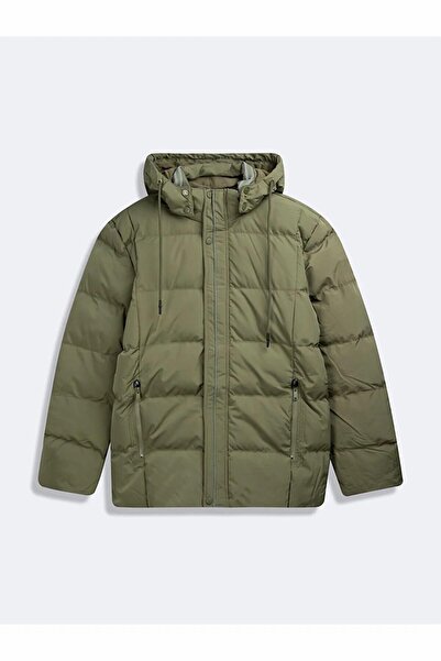 Ltb Uzun Kollu Kapüşonlu Şişme Yeşil Mont