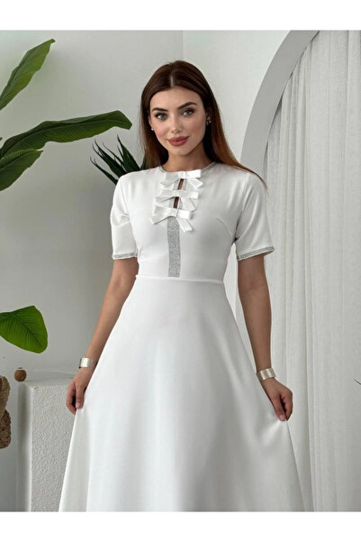 nedo7 Wera stone bow detailed dress